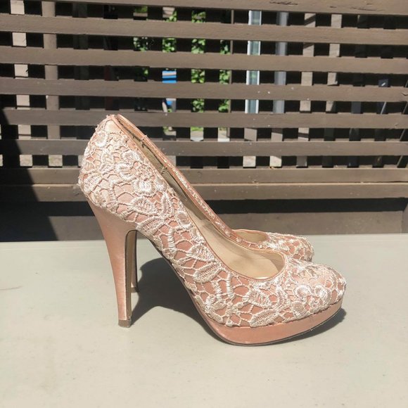 COPY - Gold Lace Heels - Picture 2 of 3